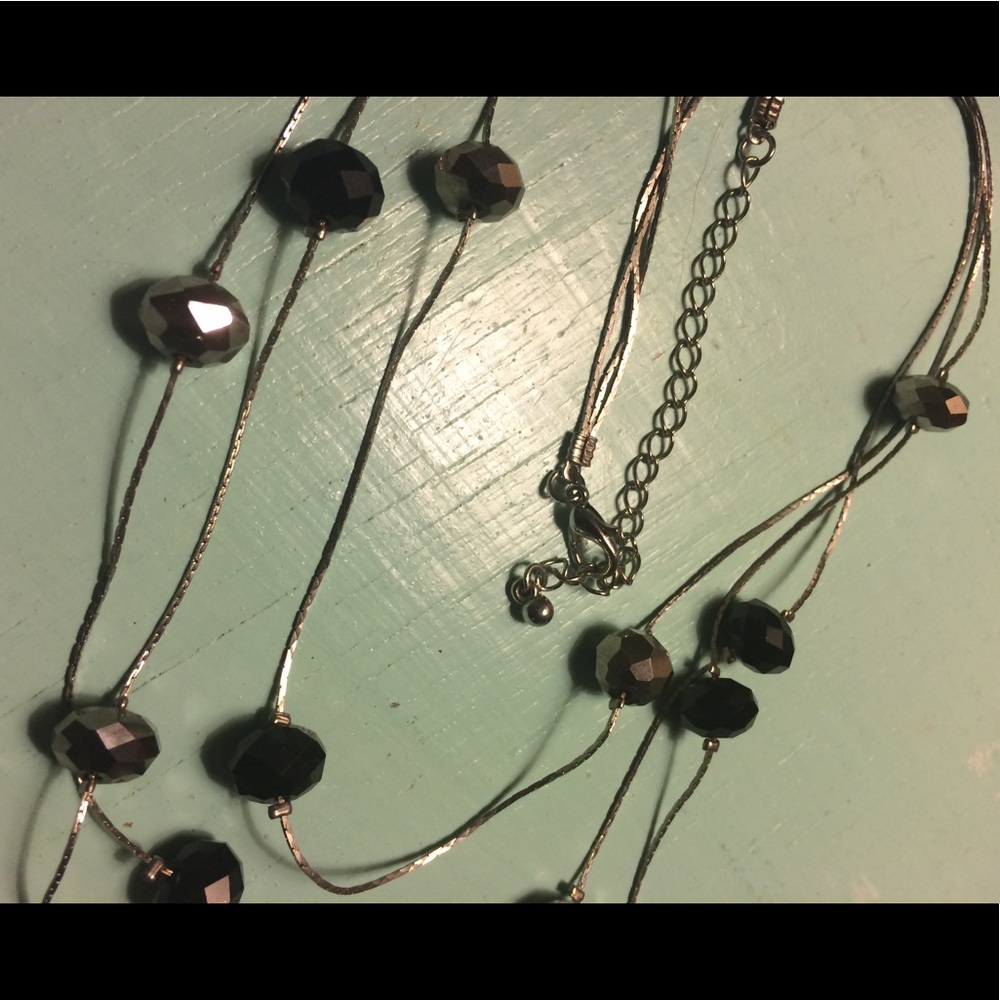 Black and silver 3-layer necklace